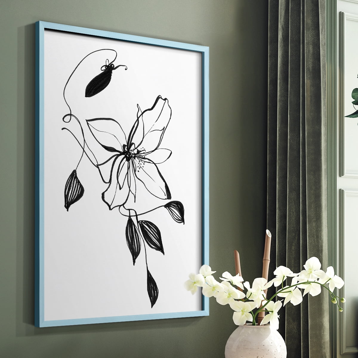 Wild Clematis I Framed Print in Blue Solid Wood 11 x 14 Framed Print