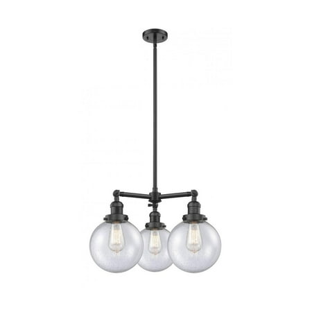 

Oil Rubbed Bronze Tone Chandeliers 22 Wide Seedy Glass Steel/Cast Brass Medium Base LED 3 Light Fixture