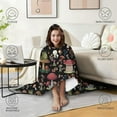 thumbnail image 4 of Wearable Blanket,Red Mushroom Frog Black Pattern Hooded Wearable Flannel Blanket for Adults & Teens,Winter Poncho Shawl Wrap Cape Cozy Anti-Pill,60"x80", 4 of 5