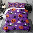 thumbnail image 2 of Erosebridal Halloween Witch Quilt Full 3-Piece,Cartoon Pumpkin Ghost Full Bedspread Sets,Purple,1 Coverlet and 2 Pillowcases, 2 of 7