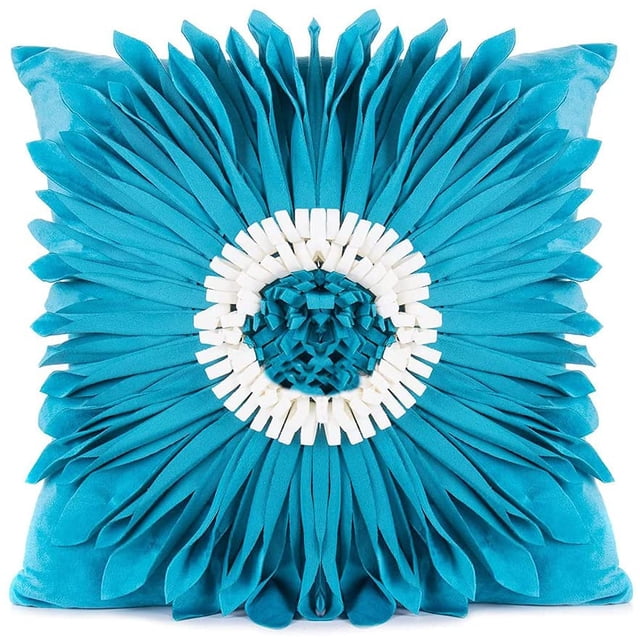 Nordic Style ThreeDimensional Flowers Cushion Pillow Cover Handmade Throw Pillow Covers Home Decor Backrest Cushion Case Pillowcase for Sofa Bed Couch Decorative Home Textile Supplies
