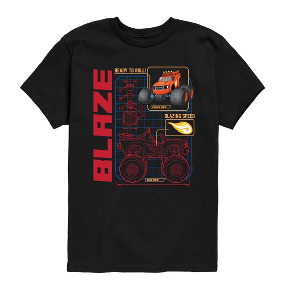 Blaze And The Monseter Machine - Schematic Blaze - Youth Boys Short Sleeve Graphic T-Shirt