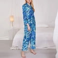 thumbnail image 3 of Fotbe Vibrant Blue Floral Pattern Long Sleeve Pajama Set for Women,Sleepwear Set,2-piece Loungewear Set,Soft PJs Comfy Nightwear with Pockets -X-Large, 3 of 7
