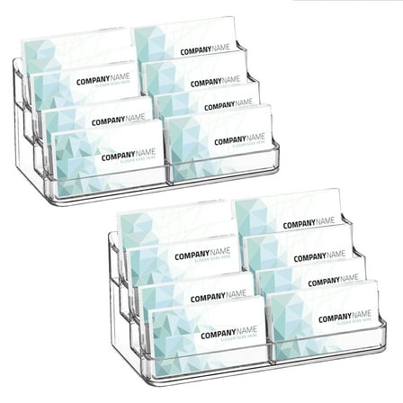 Hiziwimi 2PCS Acrylic Business Card Holder for Desk , 8 Pocket Multiple Business Card Holders, Business Card Stand Business Card Display Holder, Clear Plastic Business Card Holder Display Office