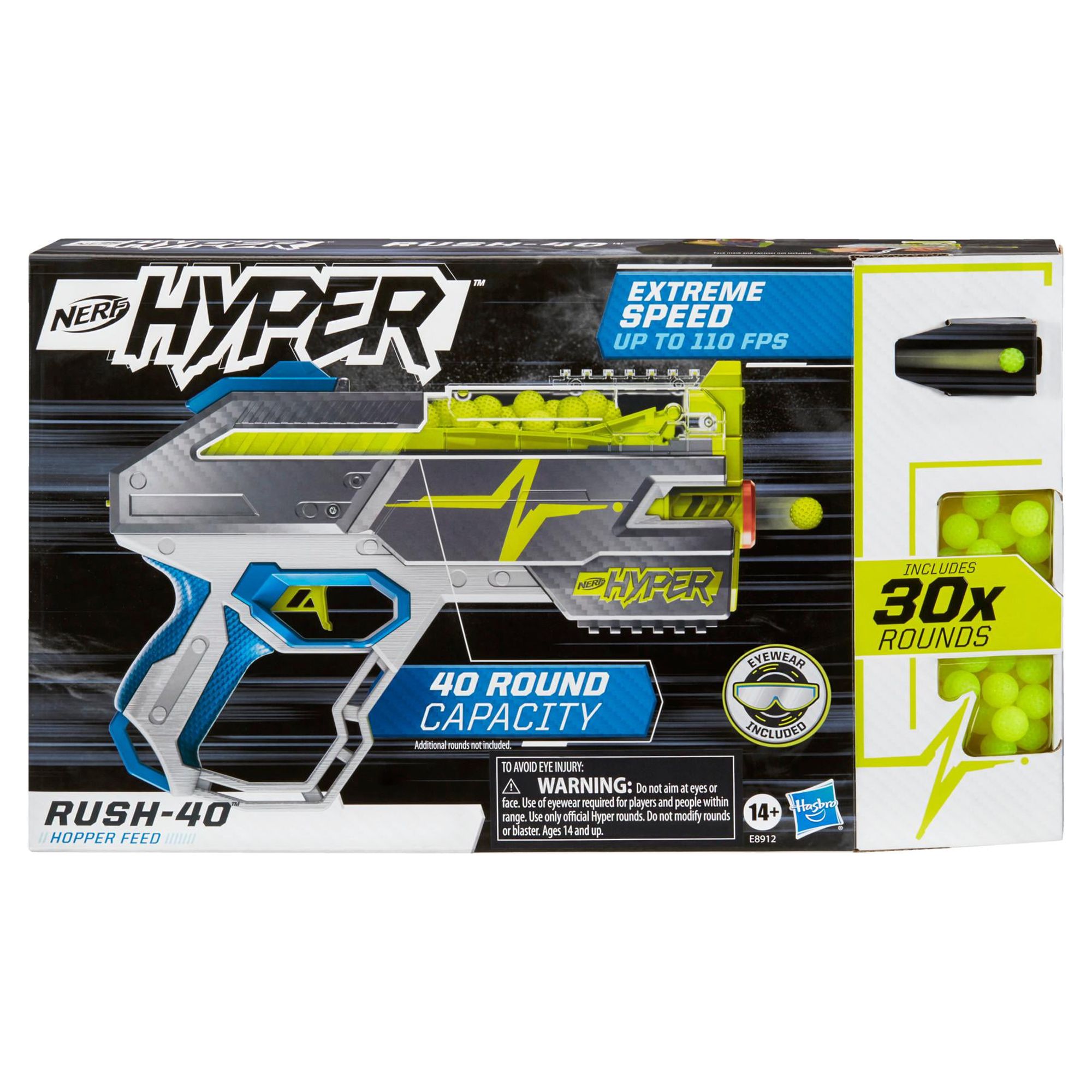 Nerf Hyper Rush-40 Pump-Action Blaster and 30 Nerf Hyper Rounds, 110 FPS Velocity, Easy Reload, 40-Round Capacity - image 3 of 8