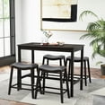thumbnail image 3 of Gymax 5PCS Bar Table Set Counter Height Table & Upholstered Saddle Stools Set for 4, 3 of 10