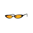 thumbnail image 2 of Womens Narrow Cat Eye Metal Rim Gothic Pimp Color Lens Sunglasses Black Orange, 2 of 4