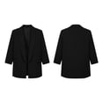 thumbnail image 4 of MaFYtyTPR Plus Size Women's Suit Jacket Solid Color Open-front Lapel Pocket 3/4 Sleeve Blazers With Padded Shoulder Lining for Casual Office A-Black L, 4 of 6