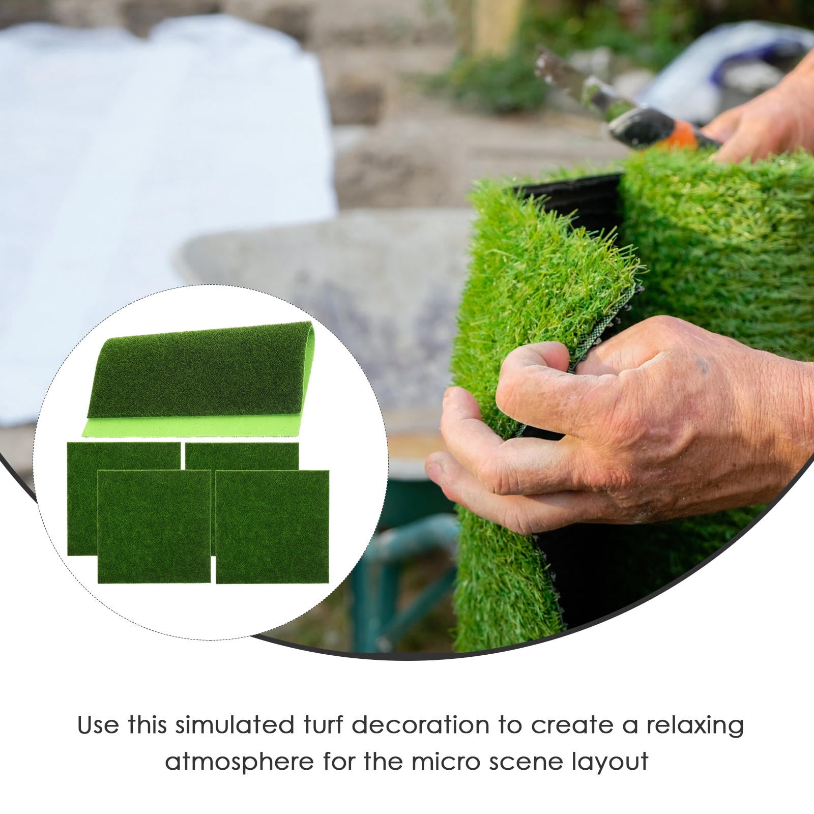 WHAMVOX 5-Pack Outdoor Artificial Moss Turf Grass for Lawn, Garden, Landscape Decoration with Natural Simulation Effect