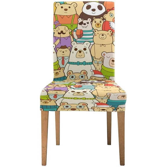 FMSHPON Funny Polar Bears Stretch Chair Cover Protector Seat Slipcover for Dining Room Hotel Wedding Party Set of 1
