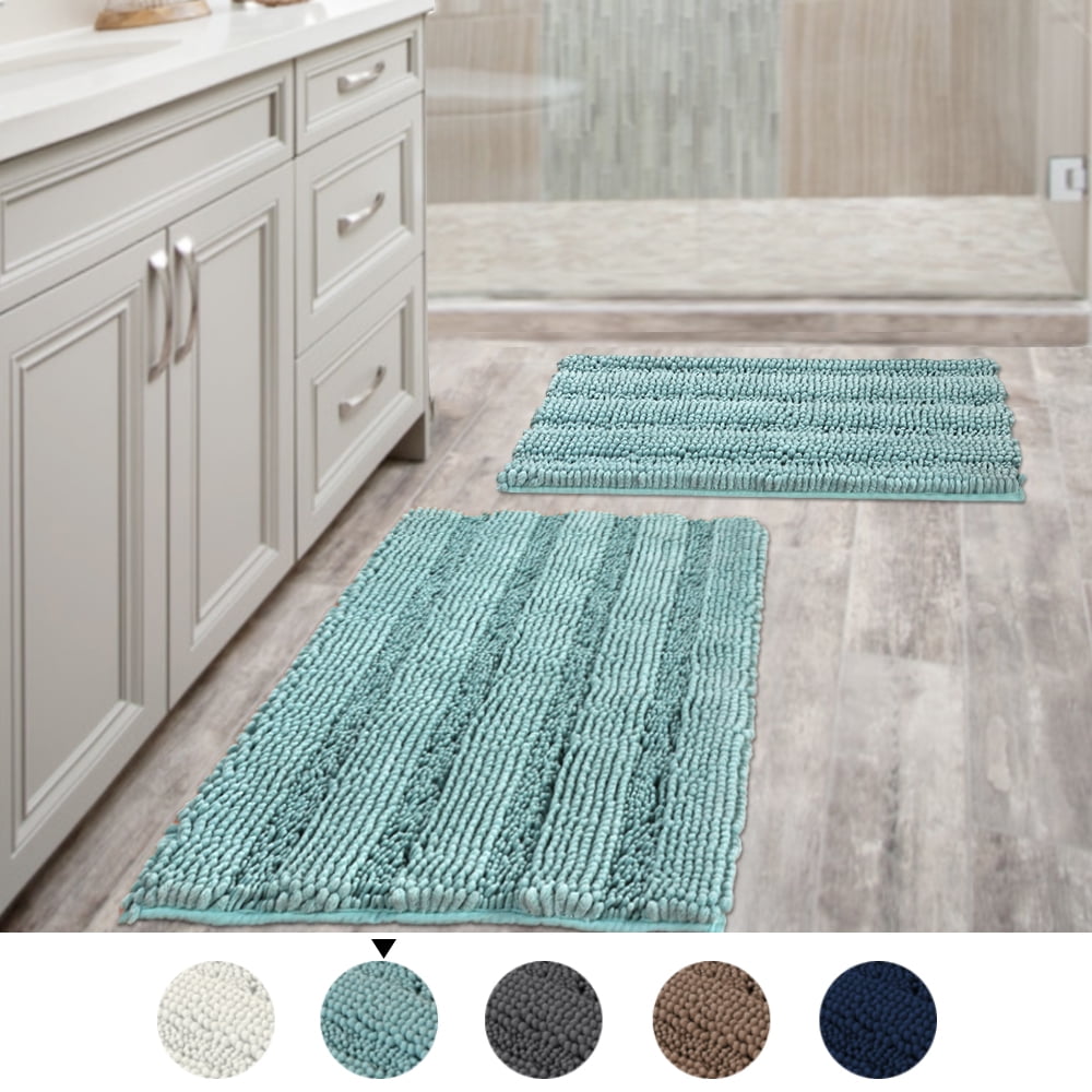 Non Slip Thick Shaggy Chenille Bathroom Rug Mat Extra Soft and