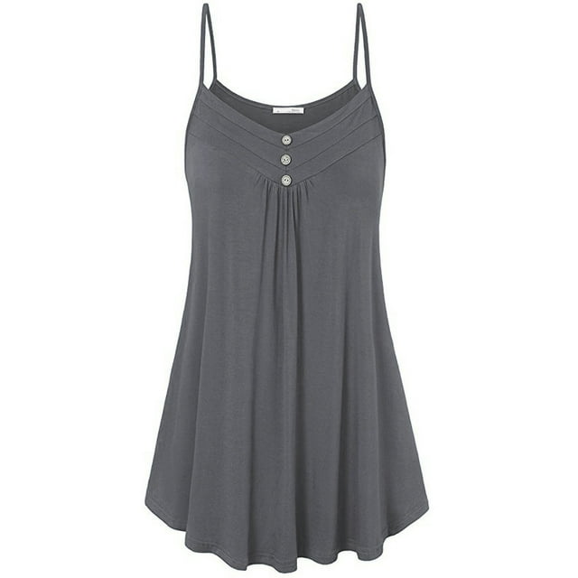 DYMADE Women Spaghetti Strap Sleeveless Soild Swing Vest Top