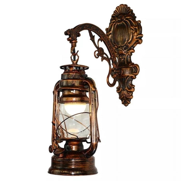 Quaqdae Vintage LED Wall Lamp Barn Lantern Retro Coal Oil Light European Antique Style