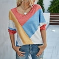 thumbnail image 2 of Pompotops Blouse à Manches Longues pour Femmes, Imprimé Géométrique Décontracté, Col en V, 2 of 5