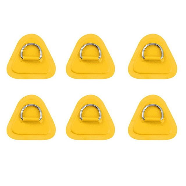 6PCS D-Ring Patch for Inflatable Boat Kayak Dinghy SUP, D-Ring PVC Patch Stand-Up Paddleboard Canoe Rafting Yellow