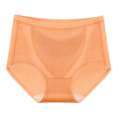 

CAICJ98 Women Underwear Womens Underwear Soft Cotton High Waist Breathable Solid Color Briefs Panties for Women Orange M