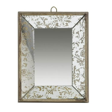 HomeRoots 12" Rectangle Wall Mounted Vintage Style Glass Frame Accent Mirror
