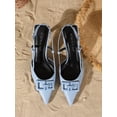 thumbnail image 6 of On feet & in love Women's Pointed Toe Geometric Buckle Slingback Heels - Dual Strap Stiletto Dress Pumps with Adjustable Ankle Strap,Blue,9.5, 6 of 6