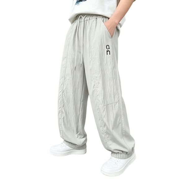 ZGRBOU Boys Girls Baggy Cargo Pants Elastic High Waist Drawstring Parachute Pants Outdoor Beach Quick Dry Jogger Pants