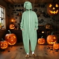 thumbnail image 2 of Rohuuque Unisex Holiday Themed Onesie Dress Up Solid Color One-Piece Pajama with Front Zipper and Pocket Cozy Home Wear Mint Green, 2 of 9