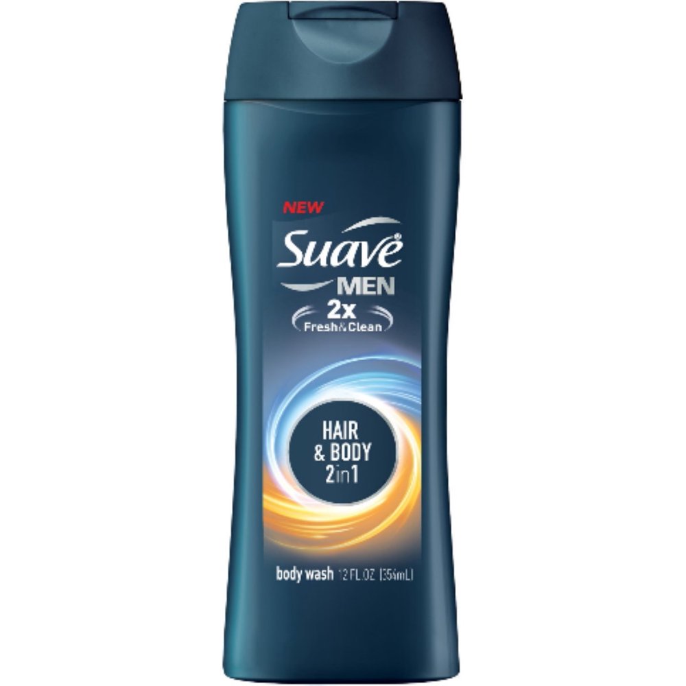 4 Pack Suave Men Body Wash Hair + Body Wash 12 oz