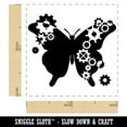 thumbnail image 2 of Butterfly Silhouette With Asymmetrical Steampunk Gears Self-Inking Rubber Stamp Ink Stamper - Purple Ink - Small 1 Inch, 2 of 7