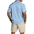 thumbnail image 4 of Men's Summer Color Matching Set Beach 2 Piece Outfits Solid Cruise Button Down Shirt and Short Sets, 4 of 6