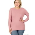 thumbnail image 2 of Zenana Plus Size Brushed Microfiber Lightweight Round Neck Long Sleeve Tee Shirts Top, 2 of 3