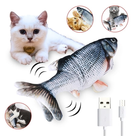 Cute Cat Toys Wagging Fish Kitten Toys Electric USB Realistic Plush Simulation Interactive Fish