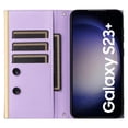 thumbnail image 3 of Desugned For Samsung Galaxy S23 Wallet Phone Case,With Suction Cup Fastener,Flip Folding Kickstand,With Card Slots,Wrist Strap&Shoulder Strap,Shockproof PU Leather Phone Case,Purple, 3 of 9
