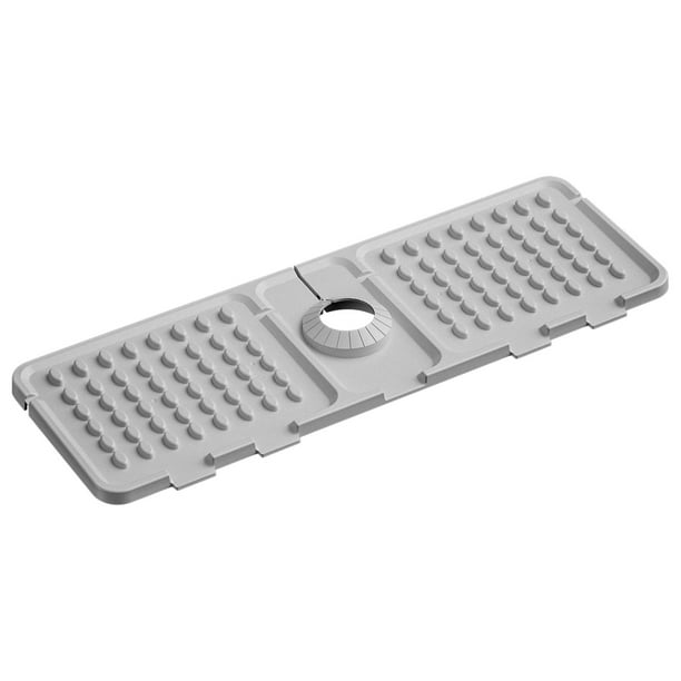 Alfombrilla de silicona de 24 pulgadas para desagüe de grifo de fregadero de cocina, tapete de secado para encimera, para área de fregadero y grifo, recogedor de agua autodrenante para cocina y baño,