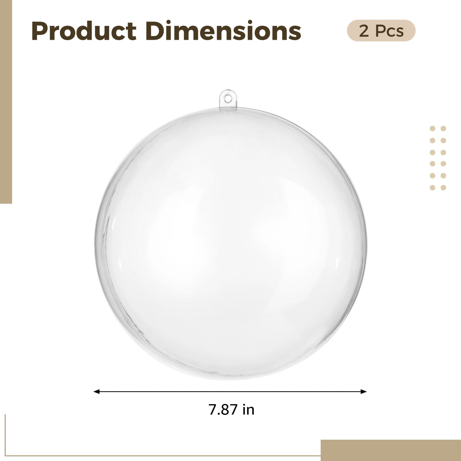 2 Pack Large Clear Fillable Ornaments, 7.87 In Hollow Plastic Spheres for DIY Crafts, Shatterproof Christmas Wedding Party Decor