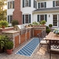 thumbnail image 4 of SAFAVIEH Courtyard Estelle Geometric Indoor/Outdoor Runner Rug, 2'3" x 10', Navy/Beige, 4 of 10