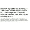 thumbnail image 2 of Eyemax TIV MB5332V-W HD-TVI 5MP IR Vandal DOME Camera 2.8-12mm Motorized, 4 COB IR LED 12V DC, 2 of 3