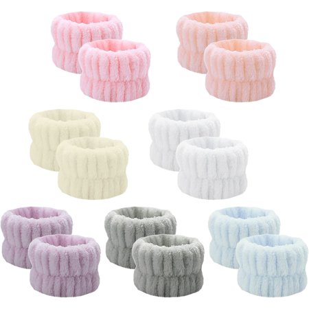 14PCS Wrist Washband Set, Face Washing Wristbands, Microfiber Wrist Spa Wash Towel Band, Absorbent Wrist Sweatband Prevent Water Dripping Down Your Arms for Women Girls
