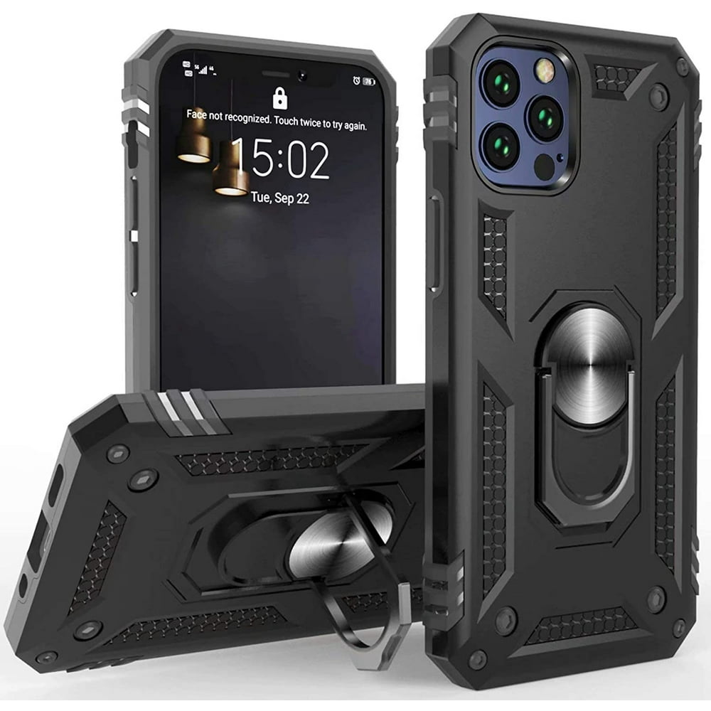 iPhone 12 Pro Max Military Grade Case, with 360 Metal Rotating Ring