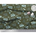 thumbnail image 2 of Soimoi Green Poly Georgette Fabric Flower Leaves Fabric Prints By Yard 52 Inch Wide, 2 of 3