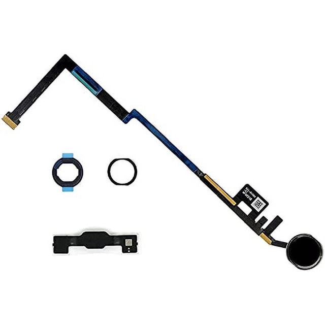 Botón de Inicio de Repuesto Negro Dedia Compatible con iPad 5 5th Gen 2017 (A1822 A1823) y iPad 6 6th Gen 2018 (A1893 A1954) 9.7" Incluye Cable Flexible Conector y Destornillador (Negro)