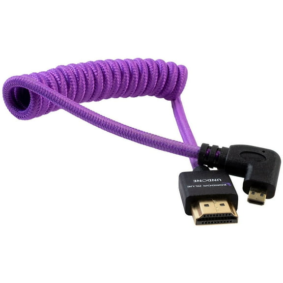 Kondor Blue 12-24" Gerald Undone Limited Edition Full HDMI to Right Angle Micro-HDMI Coiled Cable for Canon R5 & R6 Cameras, Purple