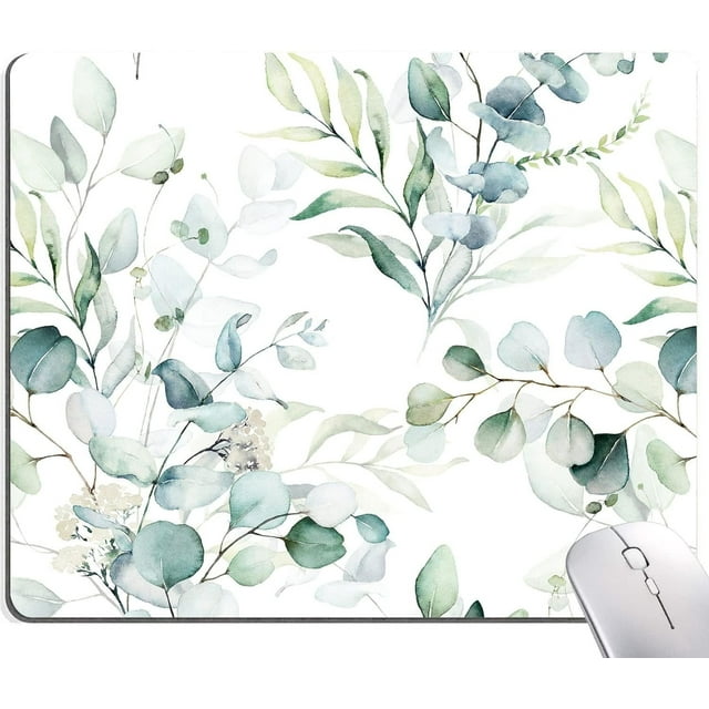 Square Personalized Computer Mouse Pads Green Leaves Design Washable Mouse Mat NonSlip Rubber Base Add a Touch of Nature to Your Office or Home Workspace
