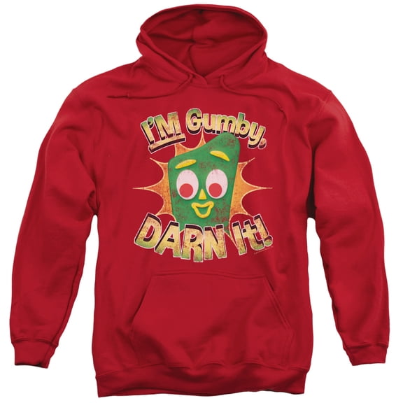 Gumby Darn It Adult Pullover Hoodie Sweatshirt Red