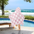 thumbnail image 3 of Yayeee Kids Hooded Towel with Hand Pockets Beach Soft Absorbent Bath Wrap 50 x 23.5 inch, Pink Checkered Heart, 3 of 5