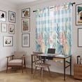 thumbnail image 5 of Nautical Coastal Kitchen Curtain for Berdoom Living Room Cafe 72 Inch Length, Summer Beach Shell Coral Seaweed Blue Plaid Tiers Curtains Light Filtering Drapes Window Treatment 2 Panels 52"Wx72"L, 5 of 8
