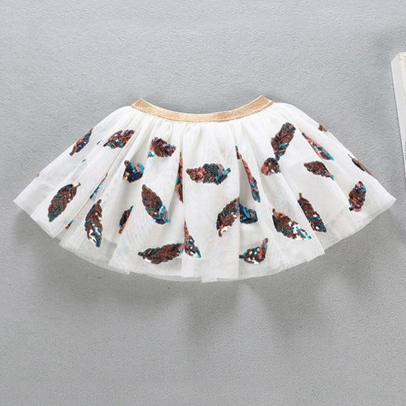 Dyfzdhu Girls Skirts Toddler Kids Baby Girls Baby Dancing Princess Skirt Cute Cartoon Sequins Tulle Ballet Tutu Skirt