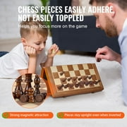 KFFKFF Magnetic Chess and Checkers Game Set, 15-inch Dual-Use, Foldable Wood Board for Kids and Adults, Includes Extra Queens, for Travel and Tournaments, Novices and Seasoned Players
