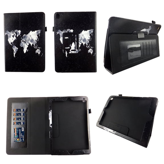 World Map Case for Apple iPad 9.7 (2018 / 2017) / iPad Air 2 / iPad Air Premium Pu Leather Slim Folio Stand Cover w Stylus Holder and Auto Wake / Sleep 5th / 6th Generation