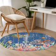 thumbnail image 4 of Turtle Coastal Round Area Rug 4Ft Washable Circle Rugs for Bedroom Dining Room, Nautical Summer Beach Coral Octopus Blue Wooden Non-Slip Carpet Floor Mats Indoor Outdoor Carpet Runner Home Decor, 4 of 8