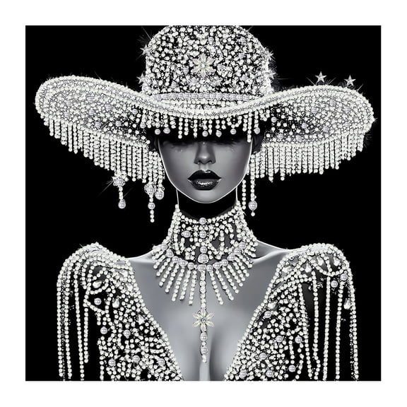 Shipiny DIY Diamond Painting Kit for Adults Featuring Elegant Lady Portrait, Shiny Rhinestones on High Quality Canvas, Full Partial Drill for Bedroom Living Room Wall Art, C