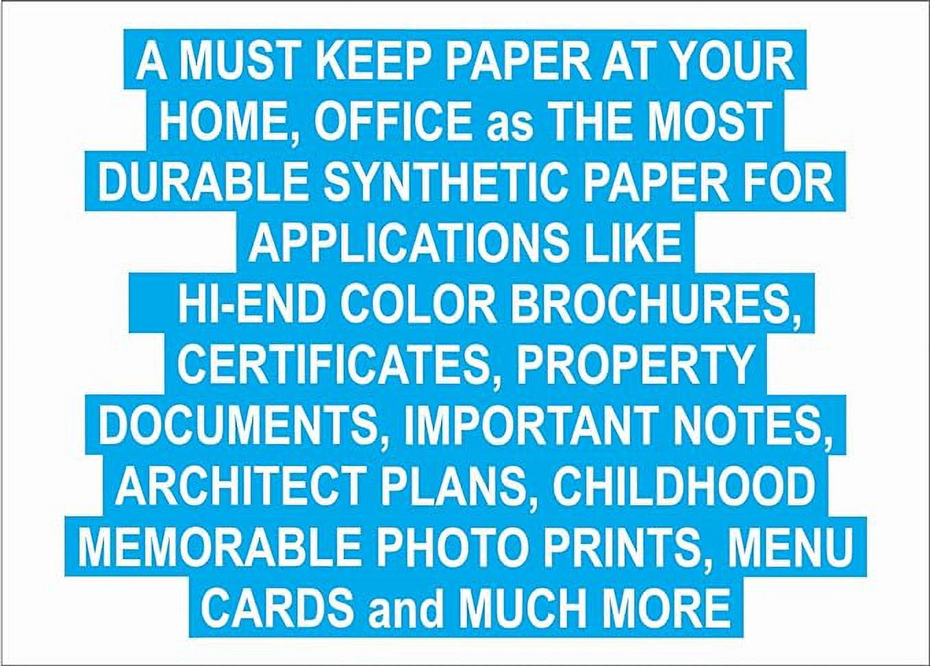 WATERPROOF PAPER  500 Sheets Bulk pack, SYNTHETIC PAPER Thickness 5 MIL 110 LB, 8.5X11 from HIGHH IMAGE  Print with Laser Printer
