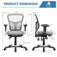 thumbnail image 3 of Costway Chaise de Bureau en Maille, Chaise d'Ordinateur à 3 Leviers avec Siège Réglable, Gris, 3 of 10